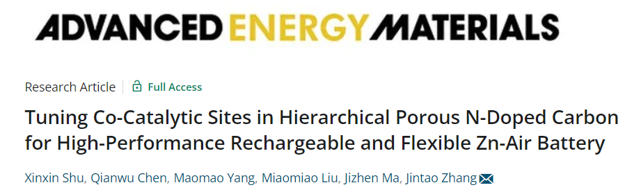 ​山大张进涛AEM：N掺杂+金属活性位点协同实现高性能锌空气电池