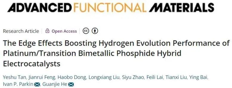 AFM：边缘效应起大作用！显著促进Pt/过渡双金属磷化物HER性能