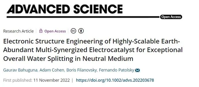 ​Adv. Sci.：多协同电催化剂的电子结构工程用于实现出色的中性介质全水解