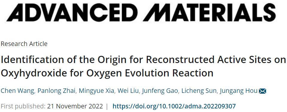 侯军刚/高峻峰AM：测定CoFe LDH上OER重构活性位点来源