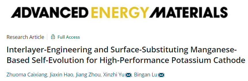 鲁兵安/于馨AEM：高性能钾正极的层间工程和表面取代锰基自演化