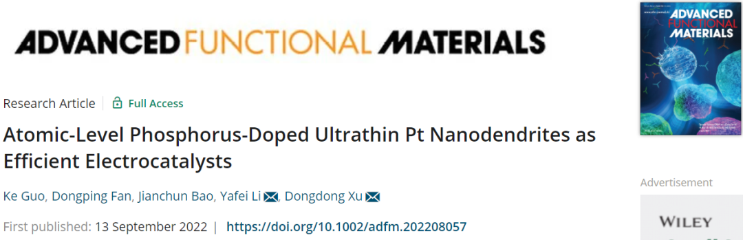 ​南师大AFM：PtP NDs高效催化HER和MOR