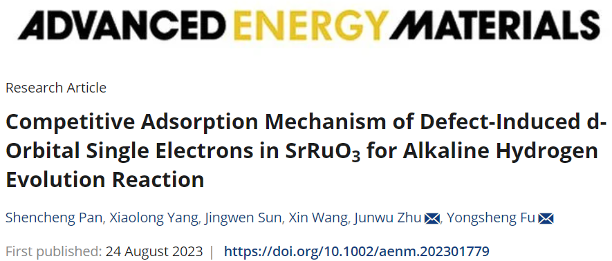 南京理工付永胜/朱俊武AEM：V-SRCO高效催化碱性HER