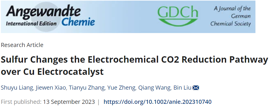 刘彬/王强Angew.：S改变Cu电催化剂上CO2还原途径