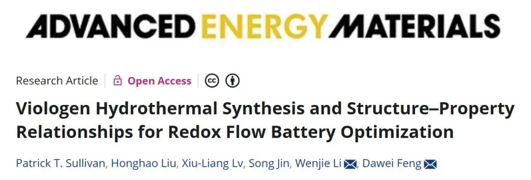 ​AEM：紫精水热合成和结构-性能关系用于优化氧化还原液流电池