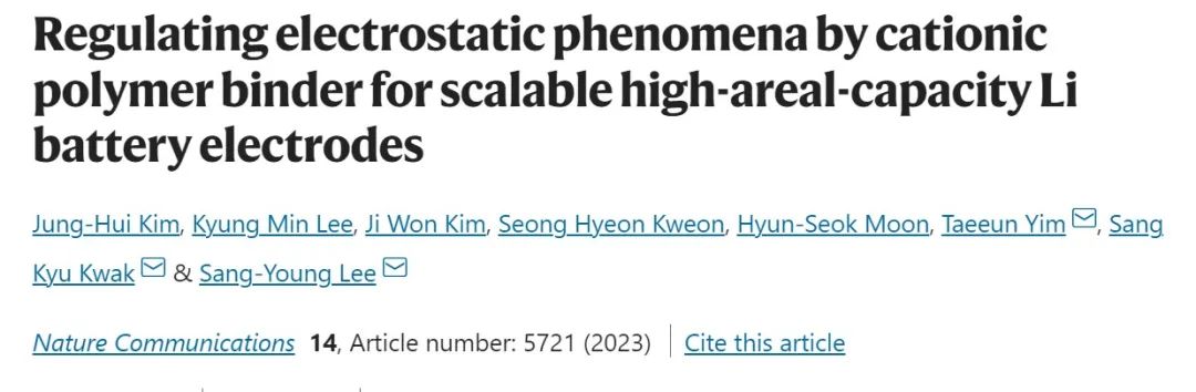 ​Nature子刊：阳离子聚合物粘结剂使NCM811面容量高达20 mAh/cm2！