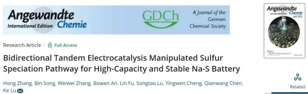安大Angew：基于双功能催化硫主体的高容量Na-S电池