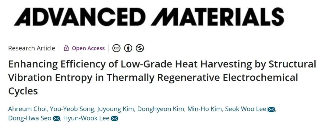 ​AM：通过热再生电化学循环中的结构振动熵提高低级热量收集的效率