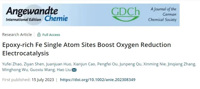 吴明红院士最新Angew.：调控单原子微环境提高整体ORR效率！