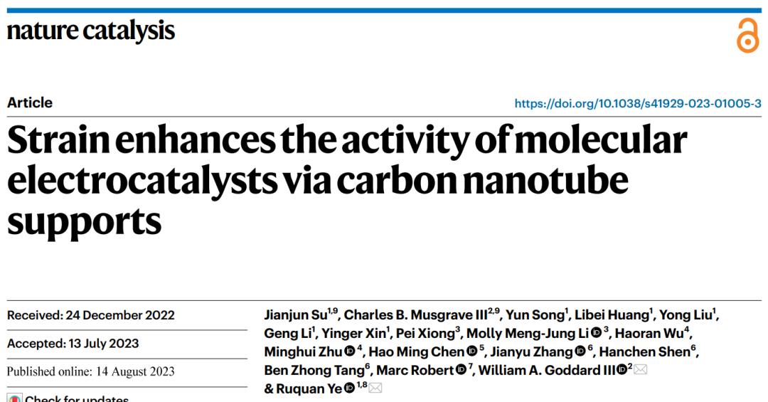 叶汝全团队Nature Catalysis：给单原子催化剂施加一点应变，效果更好！