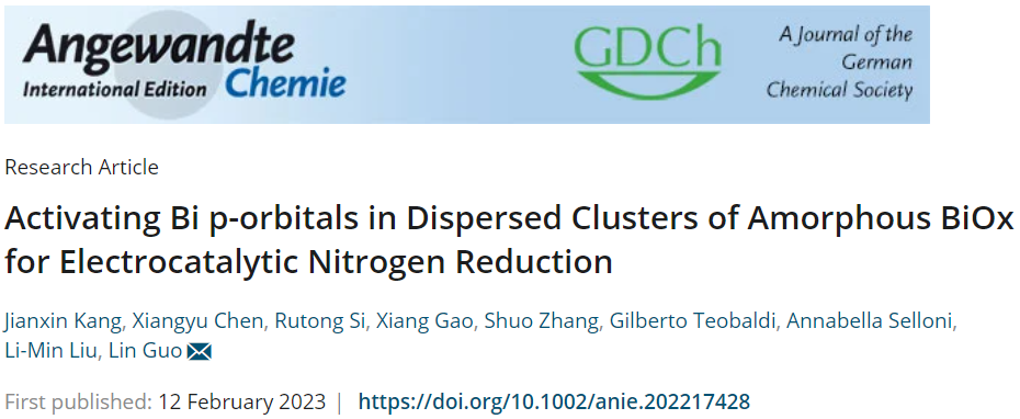 郭林/刘利民Angew.：非晶态BiOx分散簇助力电催化氮还原