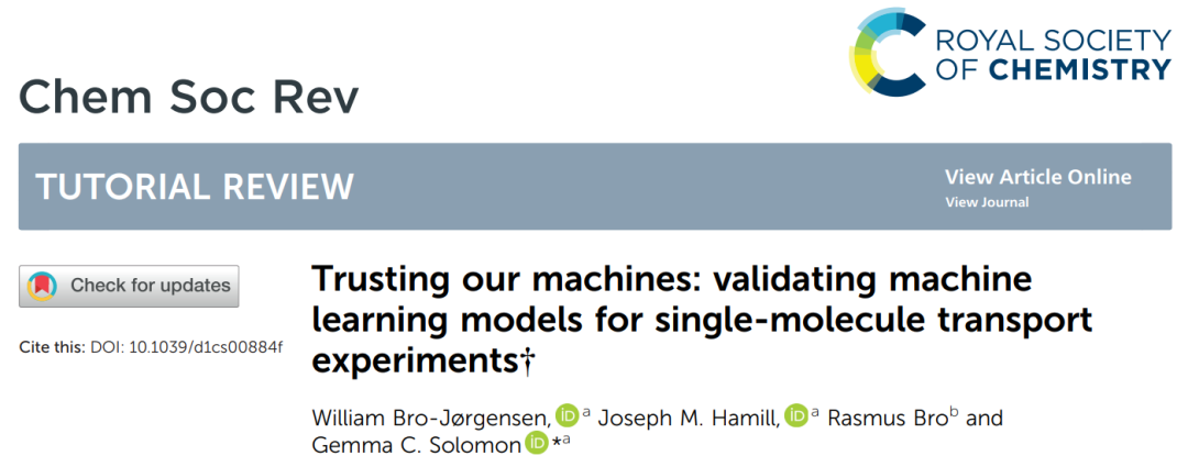 IF=60.615！Chem. Soc. Rev.概述机器学习在单分子运输领域的应用！