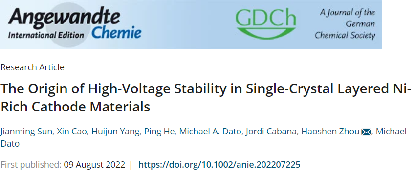 周豪慎/曹鑫最新Angew：单晶高镍三元材料高压稳定性机理探究