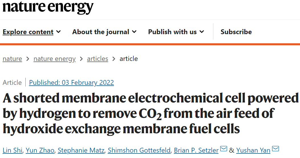 最新Nature Energy：近100% CO2去除率！短路膜EDCS助力HEMFCs