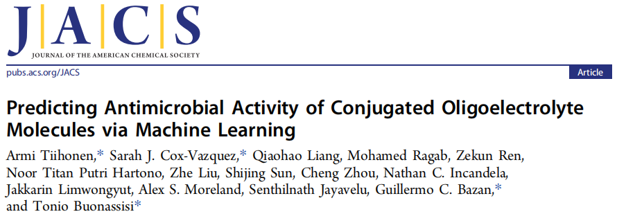 麻省理工/新加坡国立JACS：机器学习预测共轭低聚电解质分子的抗菌活性