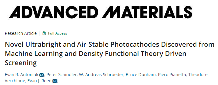 斯坦福大学AM: 机器学习+DFT驱动筛选新型超亮和空气稳定光电阴极