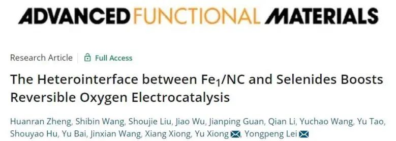 ​中南AFM：构建Fe1/NC/(Fe，Co)Se2异质界面，显著提升可逆氧电催化活性