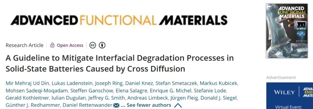 ​AFM：缓解交叉扩散引起的固态电池界面退化过程的指导原则