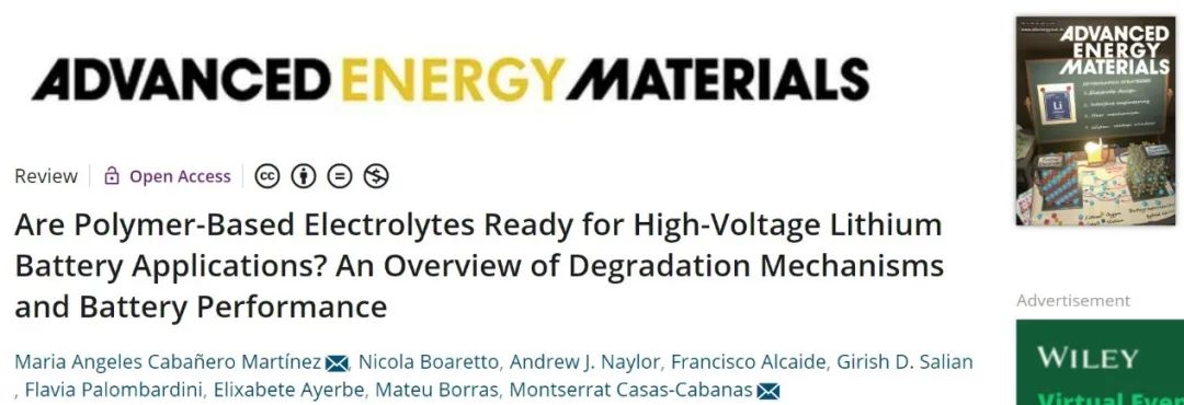 AEM综述：用于高压锂电池，聚合物电解质准备好了吗？