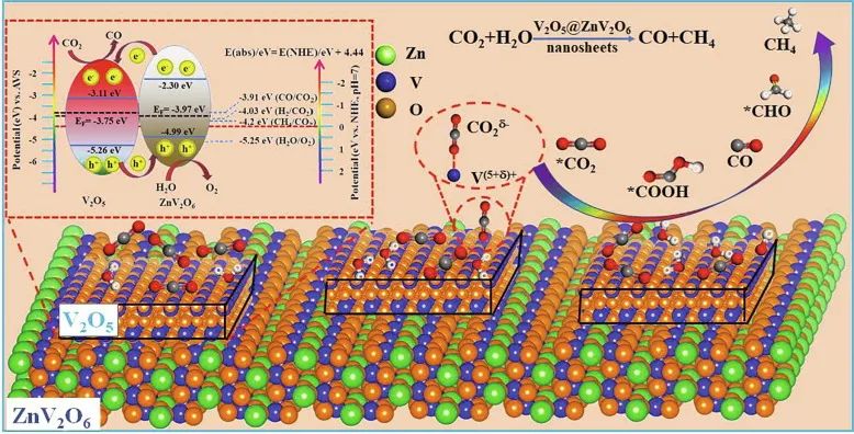 Chem. Eng. J.:分层V2O5/ZnV2O6纳米片用于光催化CO2RR