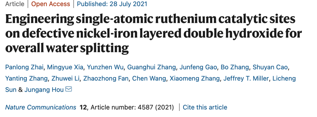 大连理工大学Nature子刊：单原子催化剂，达到工业电流密度