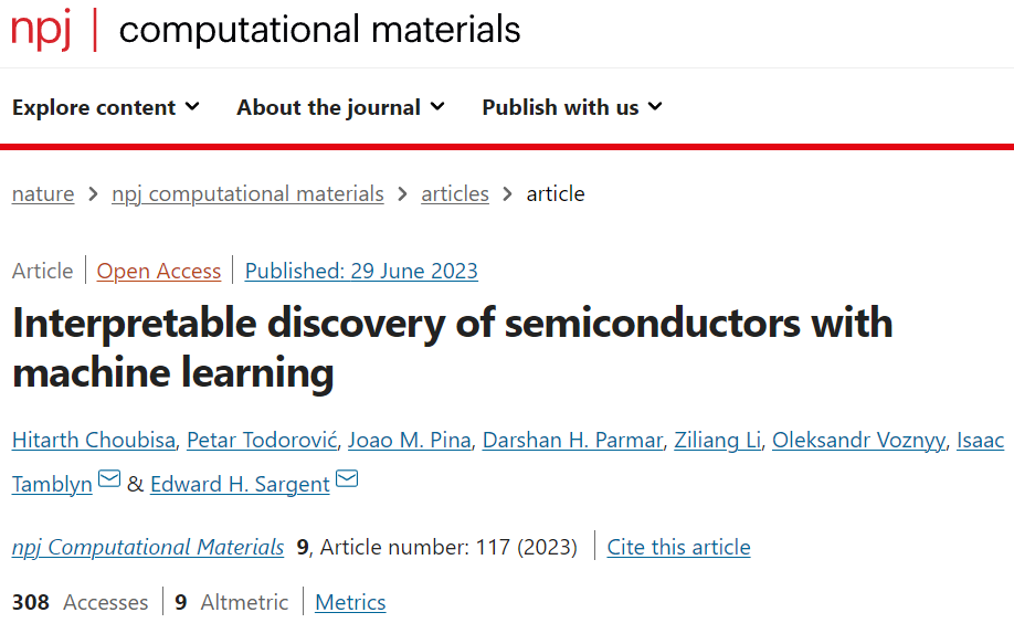 Edward H. Sargent院士npj.Comput.Mater.: AI+计算+实验！开发可解释的材料设计模型