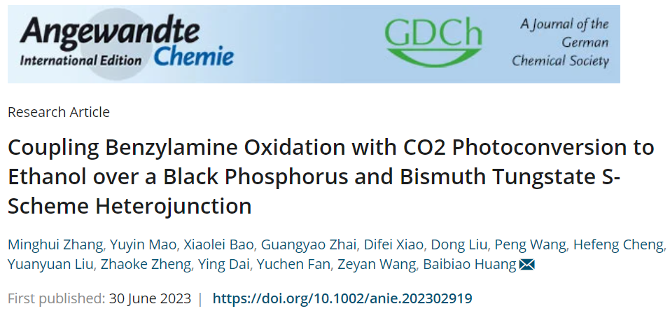 山东大学Angew.：近100%选择性！BP/BWO S-型异质结助力苯胺氧化和CO2光转化