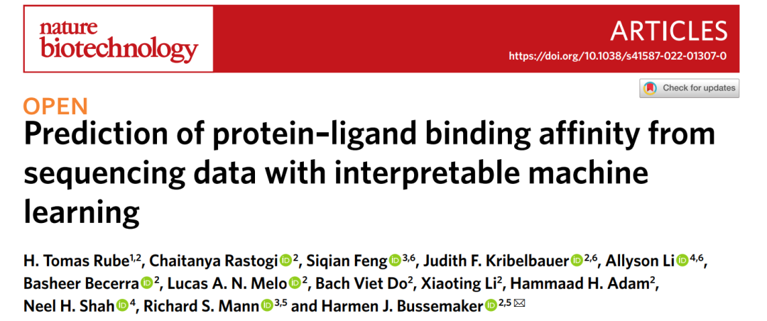 哥大重磅Nat. Biotechnol.：可解释机器学习预测蛋白质-配体结合亲和力
