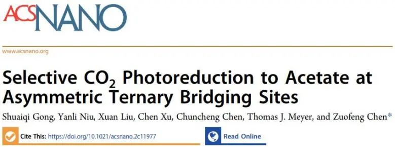 陈作锋课题组ACS Nano: 不对称O−In−P桥位点起大作用，促进CO2选择性光还原制CH3COOH