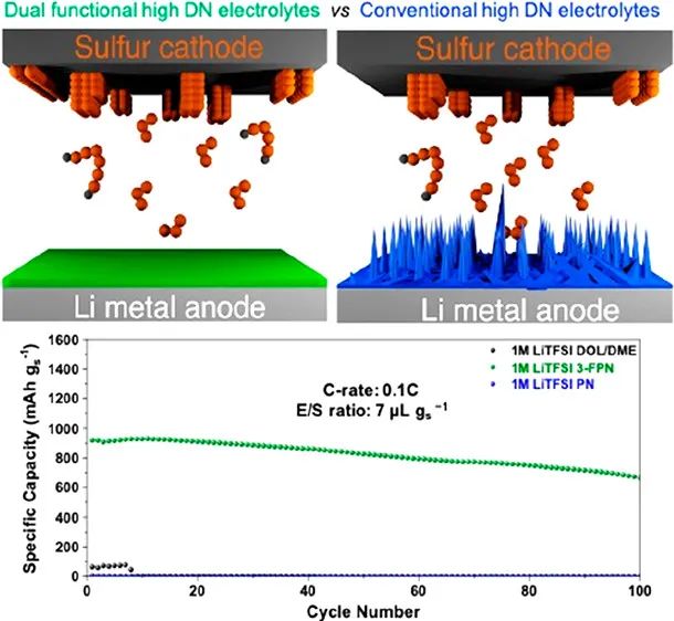 ACS Energy Lett.：贫电解液条件下用于锂硫电池的双功能高给体电解液