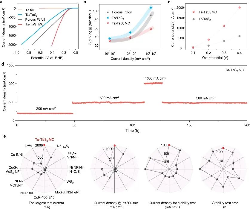 刘碧录&孙成华Nature子刊：超高电流密度下，Ta-TaS2 MC高效HER