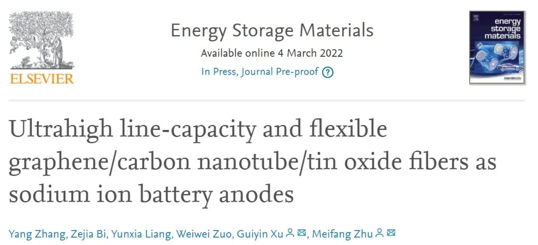 东华大学朱美芳院士/徐桂银EnSM：超高线容量纤维基钠离子电池负极