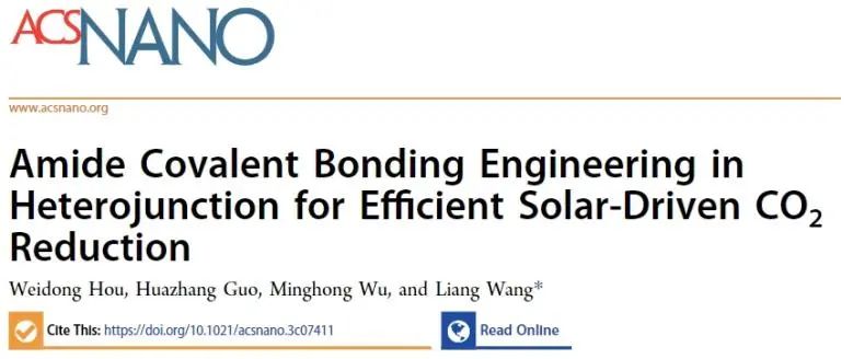 ​王亮课题组ACS Nano：酰胺共价键工程：显著增强CN-CQD光催化CO2还原活性