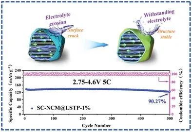 中南郑俊超AFM：表面改性实现卓越长循环性能的4.6 V单晶富镍正极