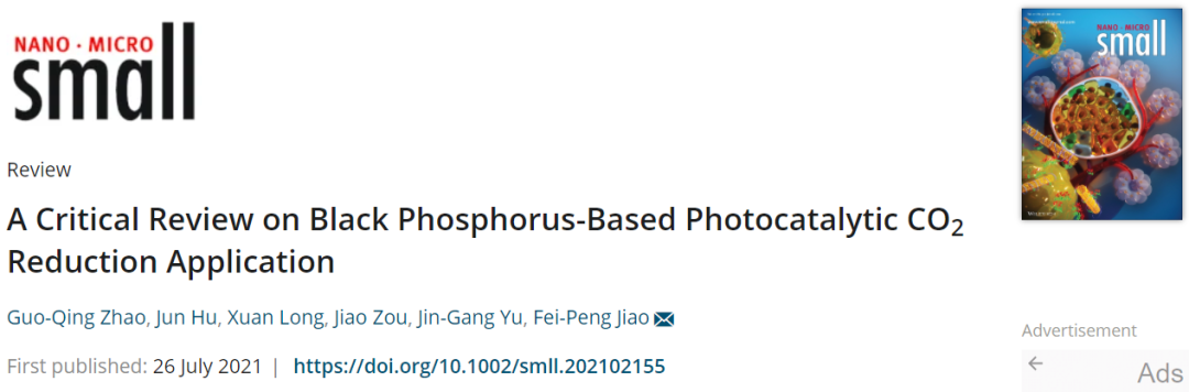 中南焦飞鹏Small综述：黑磷基光催化剂助力CO2还原的最新进展