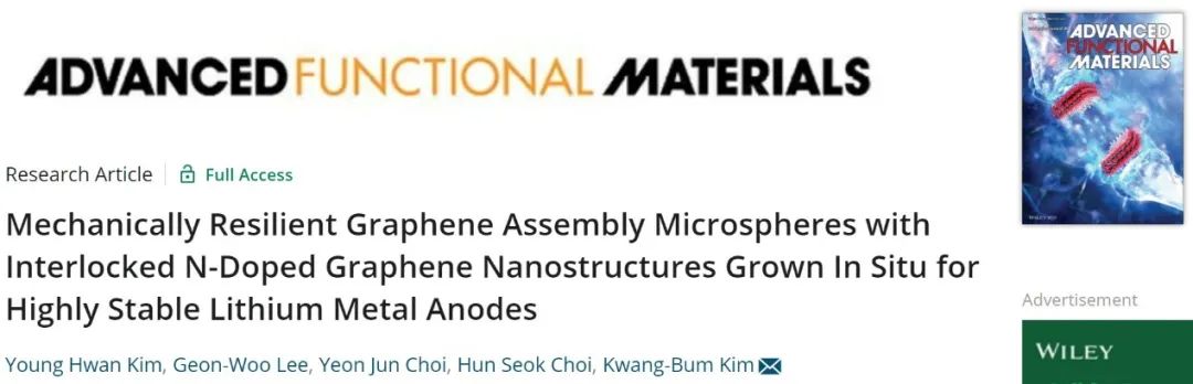 AFM：协同策略！同时缓解锂枝晶生长和体积变化的石墨烯主体