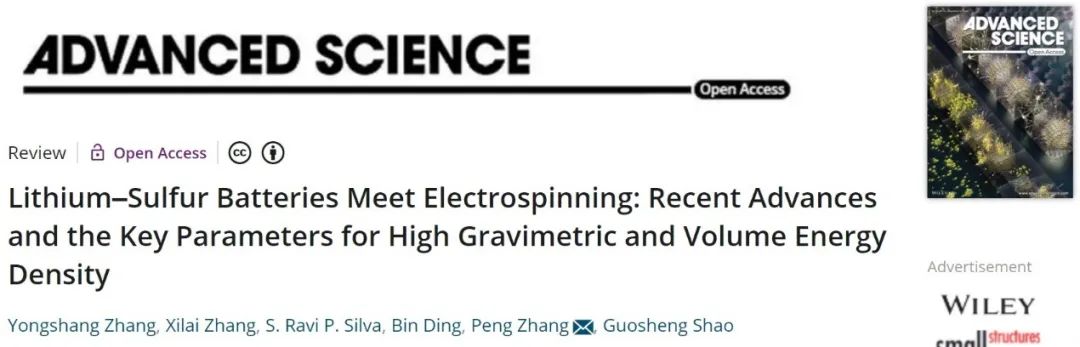 郑大张鹏Adv. Sci.：静电纺丝在锂硫电池中的应用历程