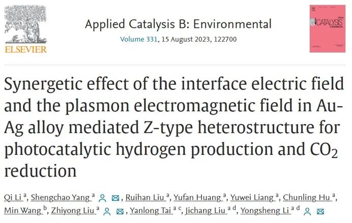 ​石河子大学ACB：Z型异质结构催化剂实现高效光催化制氢和CO2还原