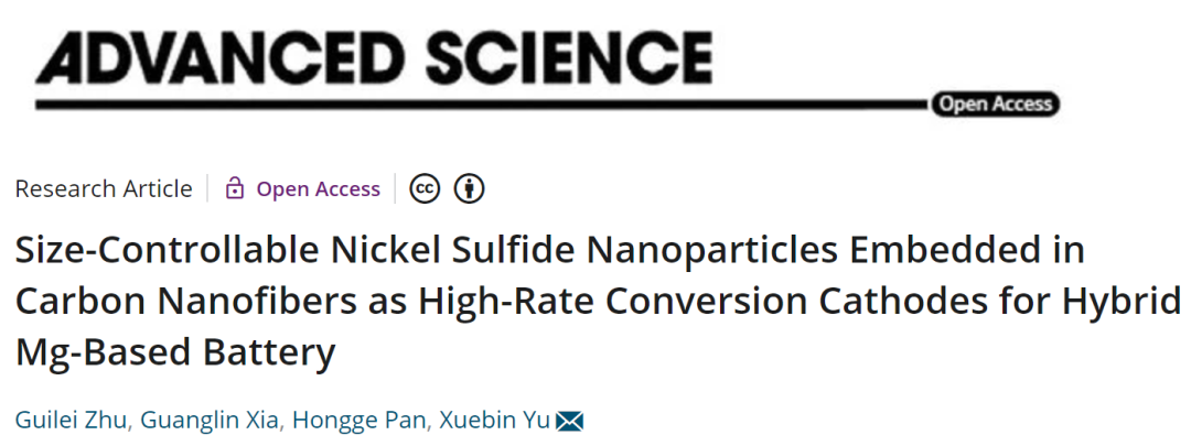 复旦余学斌Adv. Sci.: 一种混合镁基电池的高倍率转换型正极