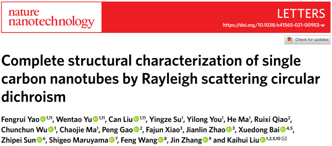 北大，碳纳米管，Nature Nanotechnology