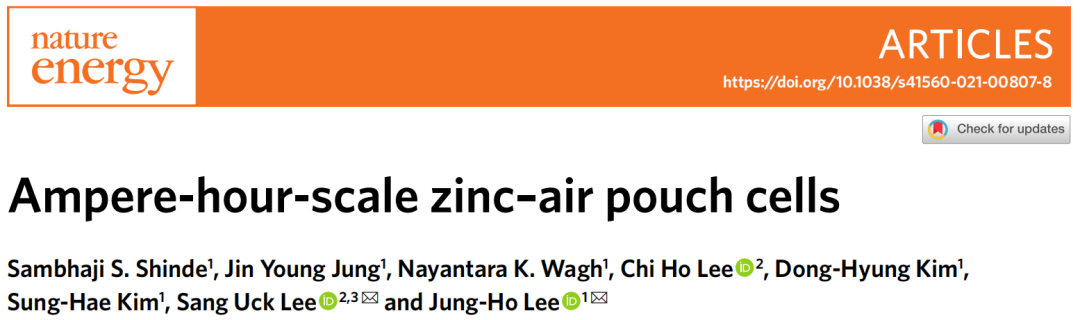 锌空电池刚登完Science，再上Nature Energy