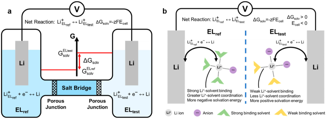 崔屹JACS：电位法测量溶剂化能及其与锂电池循环性能的关系