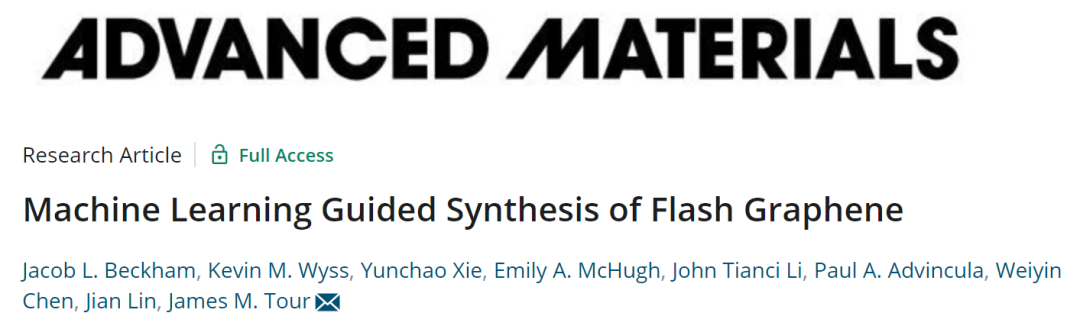 莱斯大学AM: 机器学习指导闪速焦耳加热法合成石墨烯