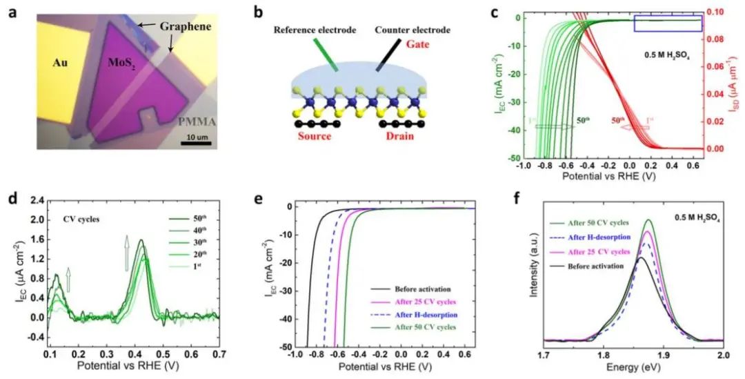 ACS Catal.：分子质子介体增强单层MoS2的电催化HER活性