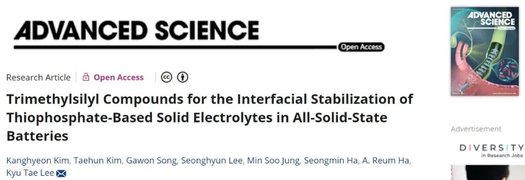 Advanced Science：电解质添加剂稳定硫代磷酸基固态电解质/阴极界面