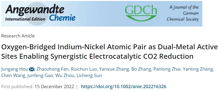 侯军刚教授Angew.：InNi DS/NC协同电催化CO2还原