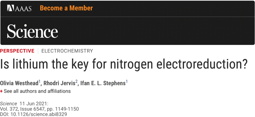 Science深度分析，氮气还原中，锂为什么有神奇功效？