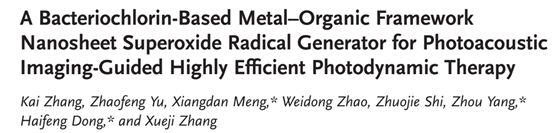 【顶刊】Adv. Sci. | 基于细菌叶绿素MOF纳米片的超氧自由基发生器的光动力治疗