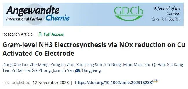 吉大/应化所，最新Angew！克级电化学合成氨！