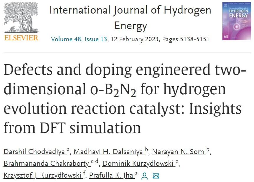 【计算论文精读】DFT模拟的见解：析氢反应催化剂的二维o-B2N2缺陷和掺杂工程